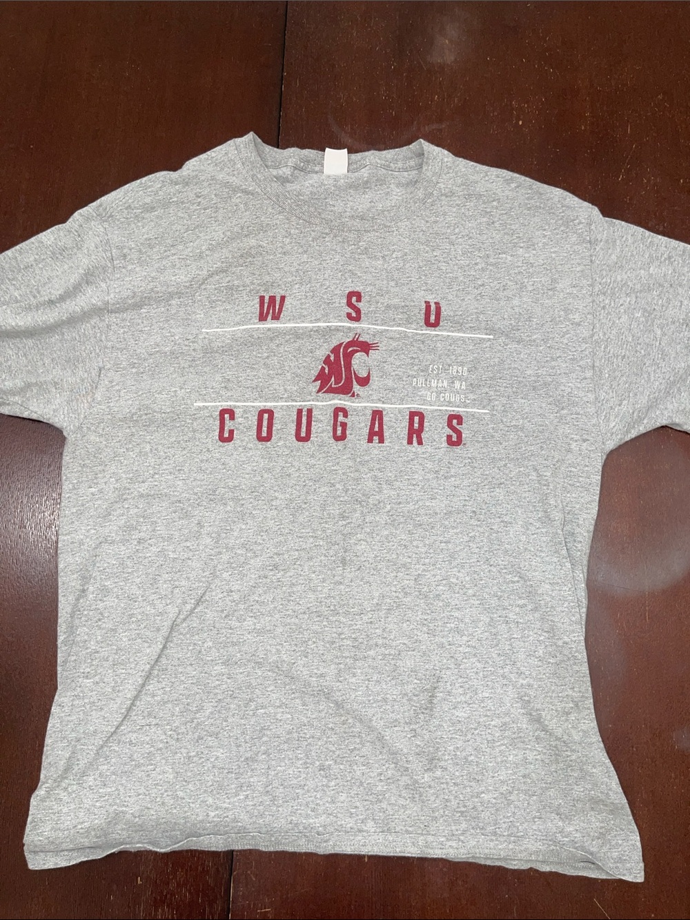 Hanes Gray WSU Cougars Graphic Tee with Crimson Logo